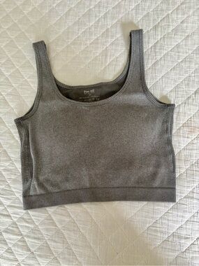 Pro-Fit Gray Ribbed Crop Tank Top